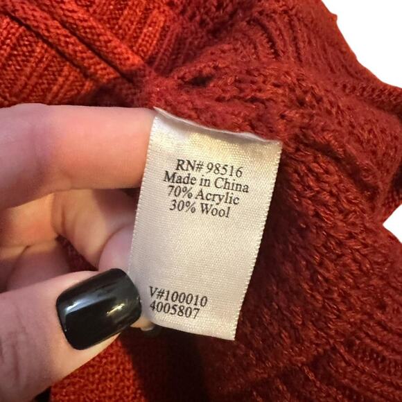 Burgundy red knit paisley r - Picture 5 of 6